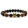 Mężczyźni koraliki bransoletki lawowe kamienne koraliki Bransoletka Braclet Tiger Eye Stone Bransoletka lawowa