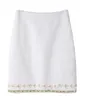Yuxinfeng осень зима тяжелый жемчуг твидовая юбка из бисера женская мода Подиум дизайнерские юбки леди офис юбка-карандаш белый