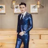  Baroque Suit Gold Blue Tuxedo Jacket+vest+pant Smoking Homme Costume Mariage Homme Party Wedding Stage Clothing 3XL