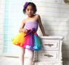 Bebê Roupa Da Menina Da Criança Rainbow Tutu Saia Crianças Saia de Tule Crianças Meninas Dança Pettiskirt Bonito Dancewear Princesa Ballet Saia 1-9Y