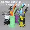 Narguilés colorés Bongs en silicone avec des conduites d'eau en silicone à tige inférieure en verre dab rig joint de 14 mm tout clair 4 mm d'épaisseur 14 mm