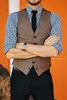 2021 Rastic Brown Groom Gilets Gilets en laine Herringbone Tweed Homme costume Vestes Slim Fit Hommes Robe Vest Gilet De Mariage Custom Way Gilets En Stock