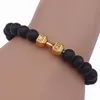 Fashion 8MM Matted Black Stone Beads Manubri Bracciale oro antico argento donna uomo gioielli braccialetto moda