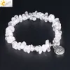 CSJA Gravel Bracelet Irregular Natural Stone Beads White Crystal Chip Bracelets for Women Lotus Flower Pendant Handmade Jewelry El2150