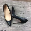 Nuevos zapatos negros de tacón alto para mujer, zapatos de marca exclusivos de 10cm, 12cm, 8cm, zapatos profesionales de tacón alto de cuero negro mate para mujer, talla 34-45