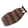 Tissages de cheveux humains brésiliens brun chocolat avec frontale soyeuse droite # 4 cheveux vierges brun foncé 4 paquets avec fermeture frontale en dentelle 13x4