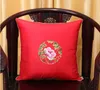 Fijne borduurwerk Pioenbloem Kussen Kussenhoes Kerstkussens Home Decor Sofa Stoel Lumbar Kussen High End Silk Satin Pillow Case