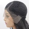 Koronkowe przednie peruki dla czarnych kobiet boczne frędzla prosta koronkowa syntetyczna syntetyczna peruka wysoka temperatura wkleić się do włosów 8116668
