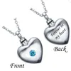 Personalized Heart forever in my heart Cremation Urn Necklace Keepsake with Birthstone Stainless Steel Custom Made with Any Name