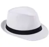 Fashion Men Women Straw Hats Soft Fedora Panama Hats Outdoor Stingy Brim Caps Jazz Straw Hat Outdoor Sun Hat 7 Colors Choose225D