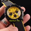 Novo 44mm pvd preto mb0111c3 mostrador amarelo quartzo cronógrafo relógio masculino pulseira de borracha de náilon alta qualidade relógios esportivos masculinos293p