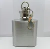 1000pcs 1oz stainless steel mini hip flask with keychain Portable party outdoor wine bottle with Key chains