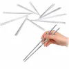 1 Pairs Stainless Steel Sliver Chopsticks Chinese Reusable Non-Slip Sushi Sticks Food Chop Sticks Kitchen Accessories