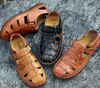 2018 Designer Style Man Sandals Casual Flat Heels Split Leather Male Retro Beach Slipper Men's Roman Summer Shoes