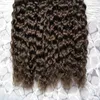 Estensioni per capelli di fusion prebonded Kinky Ricci 300g / Fili Keratin Stick I Supta Brasiliana Prebondata Capelli umani Estensioni # 2 Darkest Brown