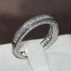 Victoria Wieck Vintage Moda Jóias Promoção 14kt Ouro Branco Princesa Corte Topaz Square Cz Diamond 3 em 1 Casamento Banda Anel Presente