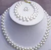 True White Freshwater Pearl Halskette Armband Ohrring Schmucksets8285098