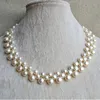 Perfekter Perlenschmuck für Hochzeit und Geburtstag, 3 Reihen, 6–9 mm, weiße Farbe, echte Süßwasserperlen-Halskette, neuer kostenloser Versand