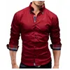 Overhemd 2018 Spring New Brand Business Men's Slim Fit Male Men Shirt Lange mouwen Casual Camisa Masculina 3XL 05