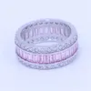 4 cores de moda círculo anel birthstone jóias anéis de casamento banda set para as mulheres princesa corte 5a cz branco ouro preenchido festa anel