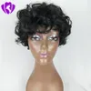 Top qualité coupe courte lâche bouclés perruque Simulation cheveux humains pleine perruques court bob bouclés pleine perruque avec une frange pour les femmes noires