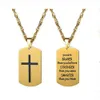 10 pièces lot croix chien Tag gravé Bible lettre en acier inoxydable pendentif collier bijoux chrétiens baptême pour men249H