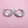 Pavé Heart Hoop Earrings Original Box for Pandora 925 Sterling Silver small ear ring for Women Mens EARRING