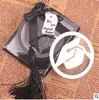 Helt ny 200PCs Graduation Cap Metal Bookmark med elegant svart Tassel Party Souvenirs Graduate Party Faovr Gåvor för Gäst Lin4192