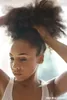 Clip in korte high afro kinky krullend menselijk haar pony tail voor zwarte vrouwen 120 g trekkoord paardenstaart haarverlenging voor zwarte vrouwen 4kleur