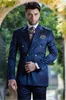 2019 formele jas broek pakken koninklijke blauwe bruiloft twee stukken (jas + broek) dubbele breasted smoking moderne mannen piekte revers kleding