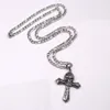 Father Gifts husband gifts Men 316L Stainless steel Large Biker Cross Skull Punk Design Necklace Pendant 6mm 24 inch NK Chain sil5168091