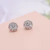 Hotsale OL Women Earrings 18K White Gold Plated Sparky CZ Rotated Earrings for Girls Women Hot Gift With 925 Silver Needles