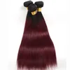 Braziliaans Ombre-haar 1B99J Recht 3 bundels Onverwerkt Grade 8A Bordeaux Wijnrood Ombre Menselijk haar weeft Extensions Lengte 102415102