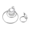 Minimalist Pearl Big Circle Ear Ring For Women Copper Asymmetry Earring Female Dainty Pearl Hoop Earrings Bijoux Brincos Jewelry