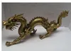 Copper Brass Exquisite Home Long 11 inch Metal crafts Home Decoration Chinese Brass Carved Dragon Statue dragon Sculpture9969685