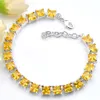 Ny Fashion Best Gift Ladies Citrine Armband 925 Silver Plated Square Yellow Zircon för Womon Tennis Bangle Armband Gratis frakt