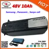 Hot !!! Högkvalitativ 13s4p 48v 10ah batteri Hailong 48V elektrisk cykelbatteri 700W litiumjonhaj Batteri med 2A laddare