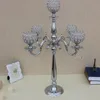 prodotto elegante centrotavola alto in metallo e candelabri in cristallo matrimonio oro, candelabro in argento decorazione a 5 bracci spedizione veloce