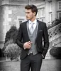 New Fashion Black Groom Tuxedos Custom Made Best Groomsmen Suit For Wedding Prom Dinner Suits (Jacket+Pants+Vest)