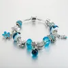 Mode 925 Sterling Silver Plaqué Star Charms Bracelet Bleu Murano GlassCrystal European Charm Beads pour Pandora Bracelets