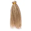 Kinky Krullend Maagd Indiase Menselijk Haar Piano Mix Kleur Weave Bundels # 27/613 Highlight Gemengde Piano Kleur Menselijke Haar Extensions 4pcs Lot