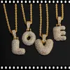 New Hip Hop Men's A-Z Custom Name Bubble Letters Pendant Necklaces Charm For Men Women Gold Cubic Zircon Hip Hop Jewelry Gifts