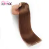 Pełna głowa blond czarna # 4 ciemnobrązowy klips w ludzkich włosach rozszerzeń jedwabisty prosty 100g Brazylijski Malezyjski Indian Remy Hair 10 "- 24"