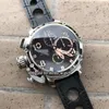 Günstige Linkshänder 50 mm U-51 U51 Chimera Bronze 7474 Quarz-Chronograph mit schwarzem Zifferblatt, Herrenuhr, Roségoldgehäuse, Lederarmband, Stopwatc240p