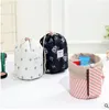 Travel Makeup Bag Barrel Shape Cosmetic Bags Creative Large Capacity Elegant Women Drawstring Storage Bag