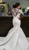 Dresses Beaded Lace Appliqued High Collar Christian Mermaid Wedding Dresses With Sleeves robes de mariee robe de mariages