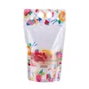 500ml Fruit pattern Plastic Drink Packaging Bag Pouch for Beverage Juice Milk Coffee, with Handle and Holes for Straw LX0462