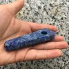 Ponto Azul Natural Sodalita De Quartzo Tubulação De Fumaça De Pedra De Cristal Obelisco Varinha Ponto Charutos Pipes Com 2 Filtros De Metal