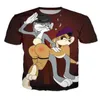 Nova moda casais homens mulheres unissex desenhos animados bugs coelho lola spanking engraçado impressão 3d sem boné casual camiseta camisetas top3004389