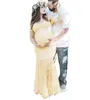 Maternity Dress Off Shoulder Sexy Pregnant Dresses New Women Po Shoot Pink Long Dress2360